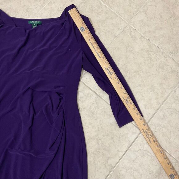 Lauren Ralph Lauren Women’s Purple Draped Neck side Sheath Dress Size 16 Classic - Picture 6 of 10
